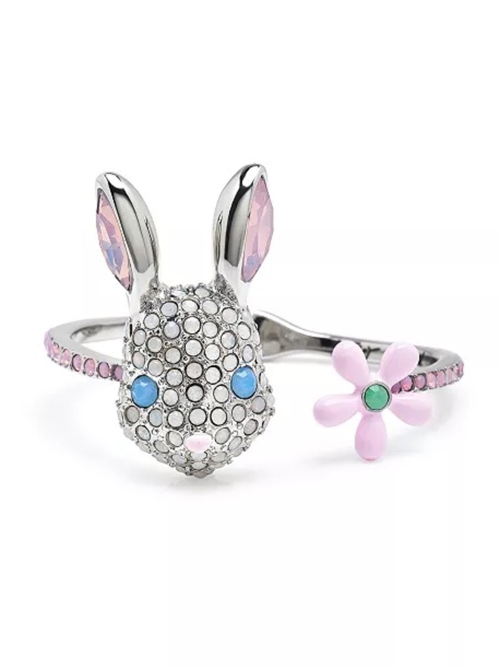 Betsey Johnson Faux Stone Spring Bunny Hinged Bangle Bracelet - Picture 2 of 5